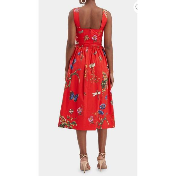 OSCAR DE LA RENTA Scarlett Garden Print Day Dress Midi Butterfly Poplin Floral 2 - Picture 10 of 12